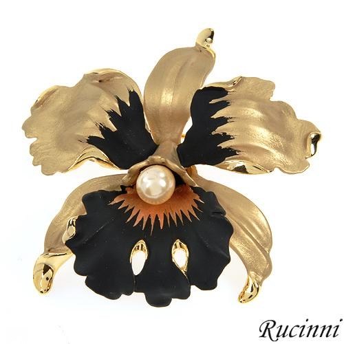 EXQUISITE PEARL 3D ORCHID BROOCH-63mmX59mm